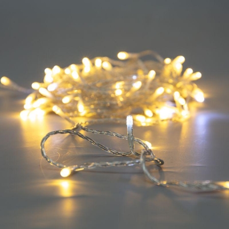 Гирлянда светодиодная "Нить" 20м 150LED тепл. бел. 3.4Вт 230В IP44 эффект мерцания провод прозр. Neon-Night 305-566