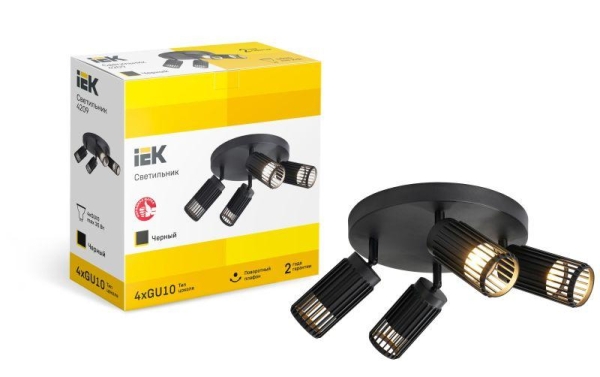 Светильник 4209 потолочный 4хGU10 черн. IEK LT-UPB0-4209-GU10-4-K02