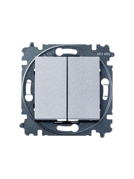 Переключатель 2-кл. СП Levit IP20 серебр./дым. черн. ABB 2CHH595245A6070