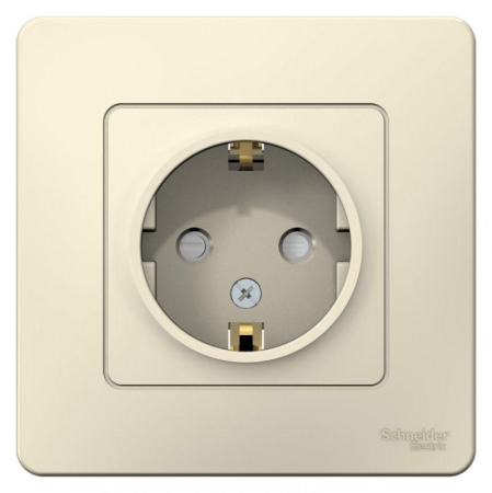 Розетка 1-м СП Blanca 16А IP20 250В с заземл. защ. шторки молоч. SE BLNRS001112