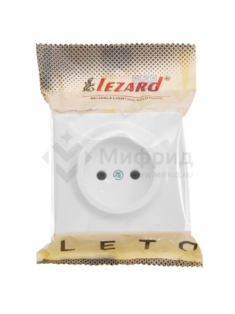 Розетка 1-м ОП LETO без заземл. ПБТ бел. LEZARD 752-0200-121B