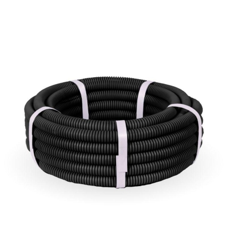 Труба гофрированная ПВХ легкая d16мм с протяжкой 350 Н черн. (уп.10м) Промрукав PR01.0143