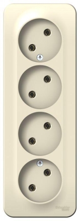 Розетка 4-м ОП Blanca 16А IP20 250В без заземл. без защ. шторок с изолир. пластиной молоч. SE BLNRA000412