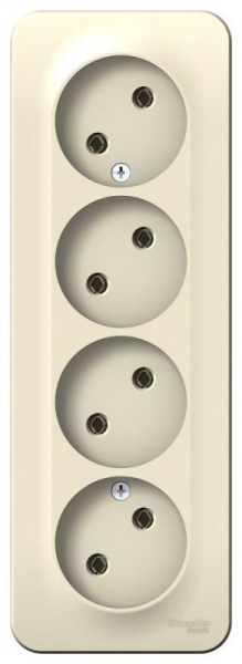 Розетка 4-м ОП Blanca 16А IP20 250В без заземл. без защ. шторок с изолир. пластиной молоч. SE BLNRA000412