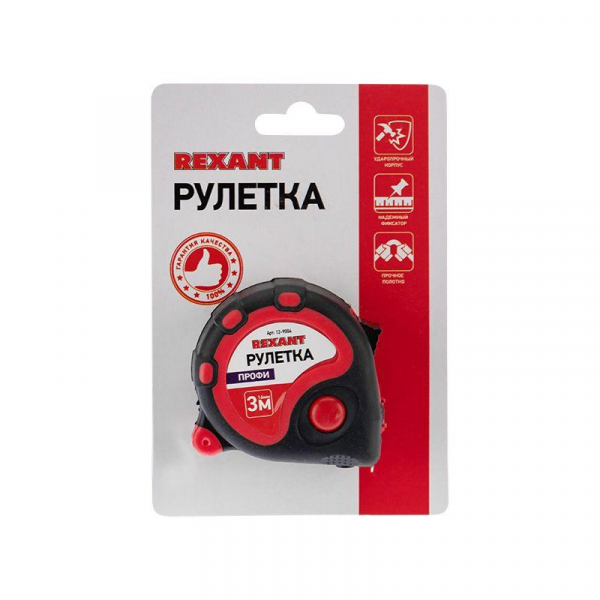 Рулетка измерительная Профи 3мх16мм прорезиненный корпус Rexant 12-9004