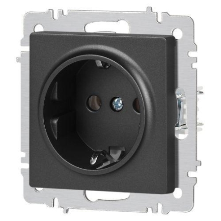 Розетка 1-м СП Accent 6-202-07 16А IP20 250В 2P+E Schuko графит Intro Б0063697