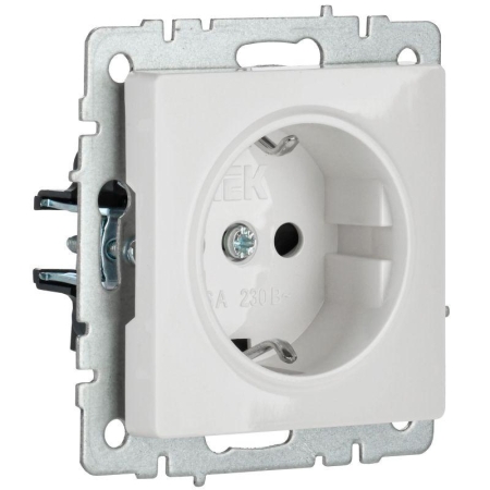 Розетка BRITE РС14-1-0-БрБ 16А с заземл. защ. шторки механизм бел. IEK BR-R14-16-K01