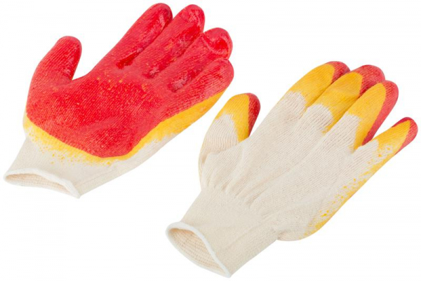 Перчатки вязаные с двойной латексной заливкой наладонника х/б 12469