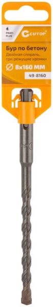 Бур по бетону Profi Plus двойн. спираль три пылеотводящие кромки 8х160мм Cutop 49-8160
