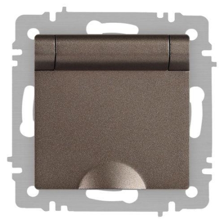 Розетка 1-м СП Accent 6-203-08 16А IP20 250В 2P+E Schuko с крышкой AL/CU Accent бронза Intro Б0063436