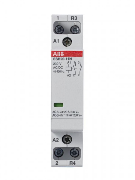 Контактор ESB20-11N-06 модульный (20А АС-1 1НО+1НЗ) катушка 230В AC/DC ABB 1SBE121111R0611
