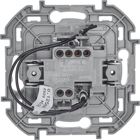 Переключатель 1-кл. Inspiria 10А IP20 250В 10AX с подсветкой/индикацией механизм алюм. IEK 673662