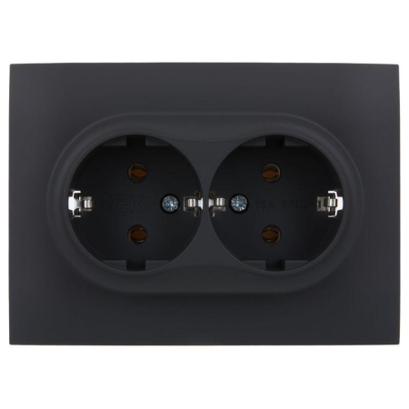 Розетка 2-м SKANDY 16А с заземл. без защ. шторок в сборе SK-R08G графит IEK SK-R21-16-K53-F