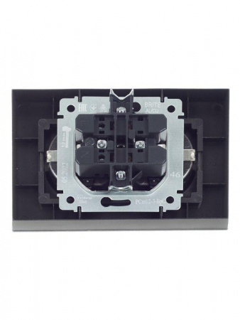 Розетка 2-м СП BRITE РСш12-3-БрС 16А в сборе с заземл. защ. шторки сталь IEK BR-R24-16-K46-F