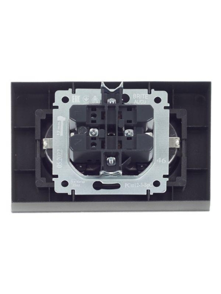 Розетка 2-м СП BRITE РСш12-3-БрС 16А в сборе с заземл. защ. шторки сталь IEK BR-R24-16-K46-F