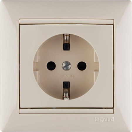 Розетка 1-м СП Valena 16А IP21 230/250В 2P+E с заземл. защ. шторки на винтах механизм сл. кость IEK 774321