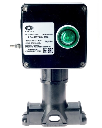 Коробка клеммная взрывозащ. с индикацией питания КВП на пластик. опоре для подключ. или концев. заделки нагреват. секции 1 отверст. под М25 клеммн. колодка 3мод. 10кв.мм Extherm sborka 1P/1L