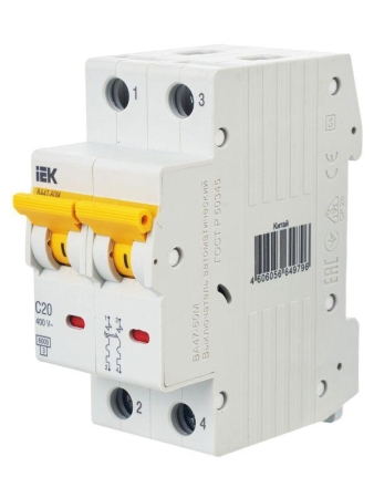 Выключатель автоматический модульный 2п C 20А 6кА ВА47-60M KARAT IEK MVA31-2-020-C