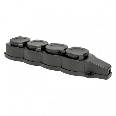 Колодка 4-м 16А IP44 2P+PE 230В с защ. крышками каучук Basic EKF RPS-020-16-230-44