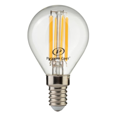 Лампа светодиодная филаментная RS F P45 E14 7W 220-240V 2700К 7Вт 810лм Ra 90 шар Русский Свет 15011245089