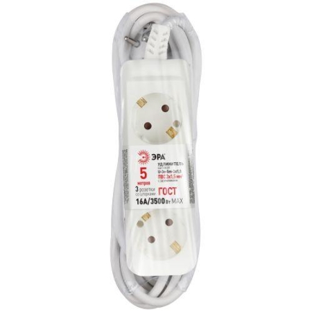 Удлинитель 3х5м с заземл. ПВС 3х1.5 16А U-3e-5m-3x1.5 Эра Б0044033