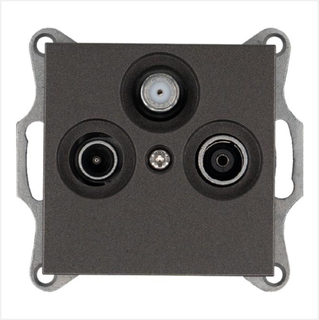 Розетка телевизионная оконечная TV + FM + SAT 3-м Ф9.5мм механизм мокко Jasmart G6206Z