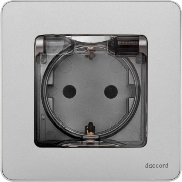 Розетка 1-м СП Inspiria 16А IP44 250В 2P+E защ. шторки с крышкой немецк. стандарт механизм алюм. IEK 673742