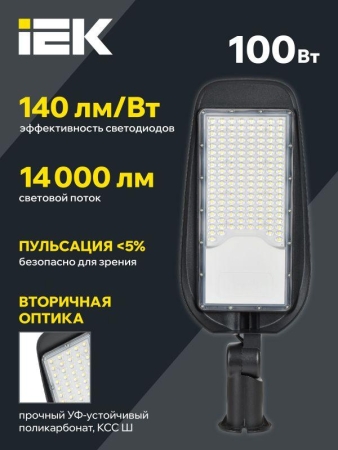 Светильник светодиодный ДКУ 1014-100Ш PRO 5000К IP65 уличный консольный IEK LT-DKU1-1014-100-50-K02