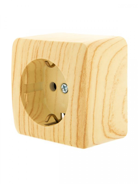 Розетка 1-м ОП Viola с заземл. беленый дуб LEZARD 751-5200-122