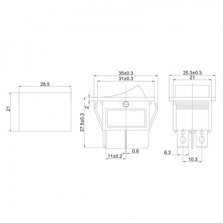 Выключатель клавишный 250В 16А (4с) ON-OFF красн. с подсветкой (RWB-502 SC-767 IRS-201-1) (инд. упак.) Rexant 36-2330-1