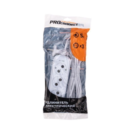 Удлинитель 3х5м без заземл. 2х0.75 бел. PROCONNECT 13-4207