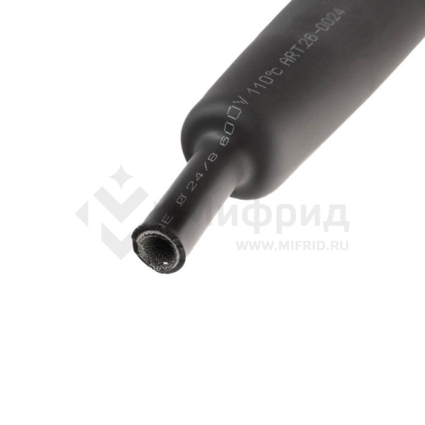 Трубка термоусадочная двустенная клеевая 24/8 (3:1) черн. 1м Rexant 26-0024