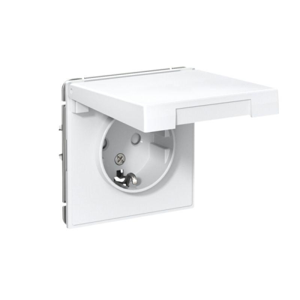 Розетка ArtGallery 16А IP20 с заземл. защ. шторки с крышкой механизм бел. SE GAL000146