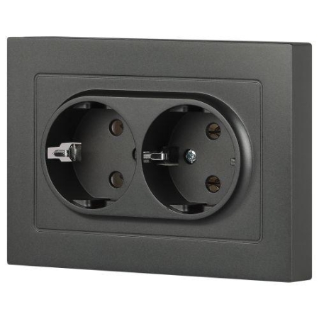 Розетка 2-м СП Accent 6-205-07 16А IP20 250В 2P+E Schuko AL/CU графит Intro Б0063496