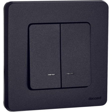 Выключатель 2-кл. Inspiria 10А IP20 250В 10AX с подсветкой/индикацией механизм антрацит IEK 673633