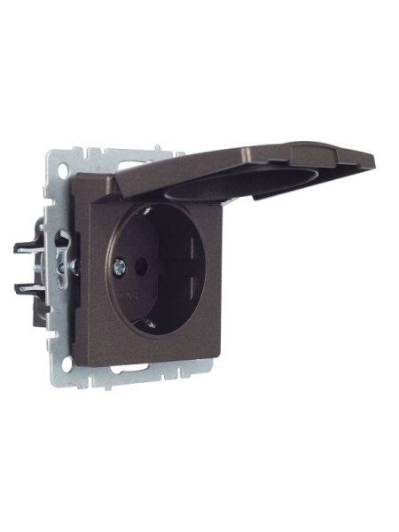 Розетка BRITE РСбш10-3-БрТБ 16А IP20 с заземл. защ. шторки с крышкой механизм бронза IEK BR-R16-16-K45