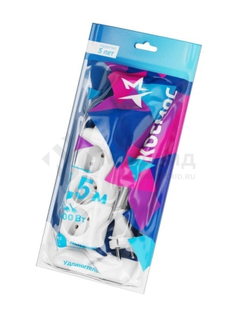 Удлинитель 3х1.5м без заземл. 16А IP20 ПВС 2х1.5 КОСМОС YKsm1.5m-3g(K)