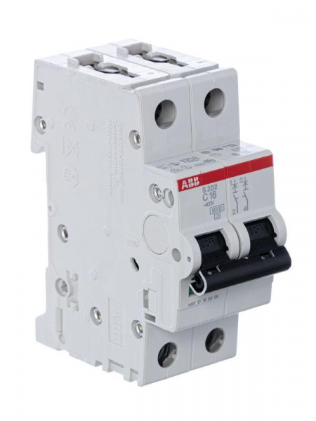 Выключатель автоматический модульный 2п C 16А 6кА S202 C16 ABB 2CDS252001R0164