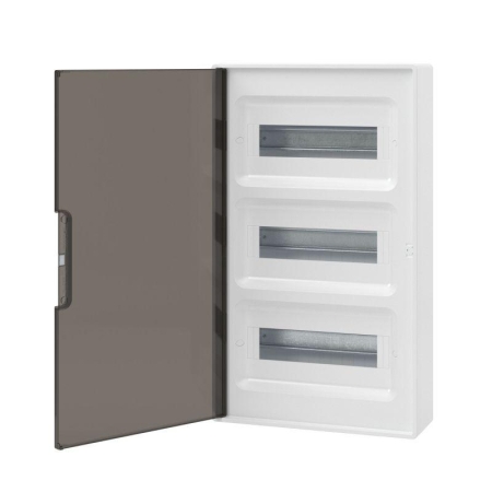 Щиток настенный 36мод. IP41 с тонированной дверцей с шинами PEN 2шт 8 отверст.+2шт 10 отверст. бел. DKC F36W1WD