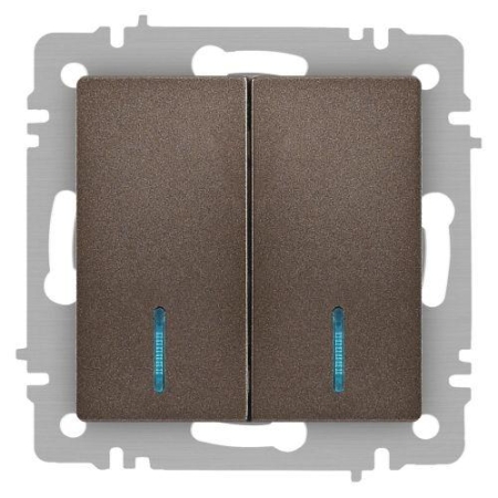 Выключатель 2-кл. СП Accent 6-105-08 10А IP20 250В с подсветкой AL/CU бронза Intro Б0063523