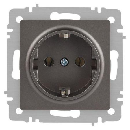 Розетка 1-м СП Accent 6-202-09 16А IP20 250В 2P+E Schuko титан Intro Б0063701