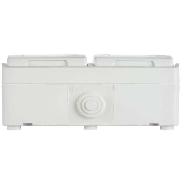 Розетка 2-м ОП Форс РСб22-3-ФБ 16А IP54 с заземл. защ. шторки бел. IEK ERS22-K01-16-54-DC