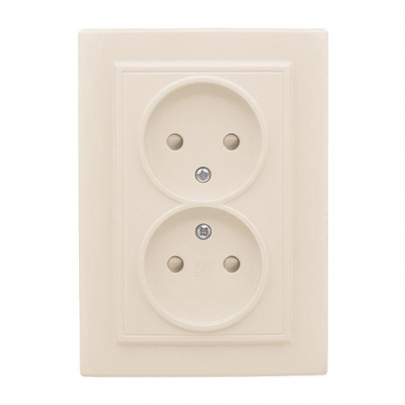 Розетка 2-м СП Минск 10А IP20 без заземл. защ. шторки беж. EKF ERR10-102-200