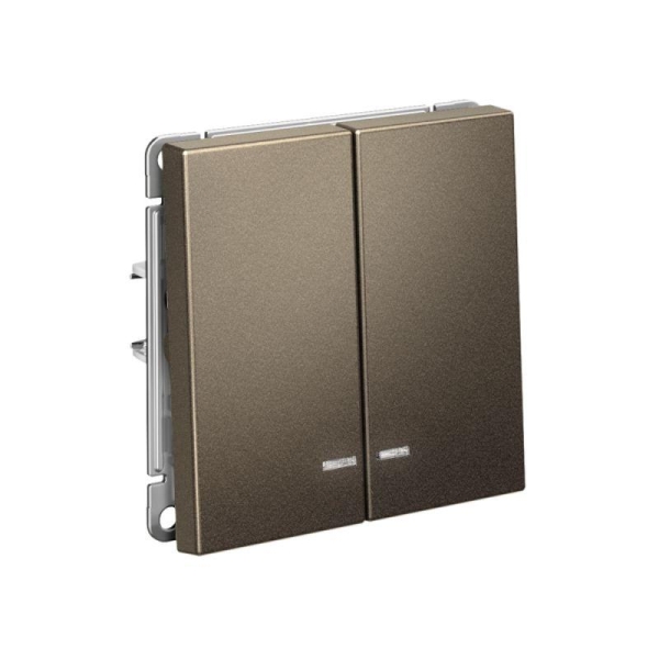 Выключатель 2-кл. ArtGallery (сх. 5а) 10AX с подсветкой механизм мокко SE GAL000653