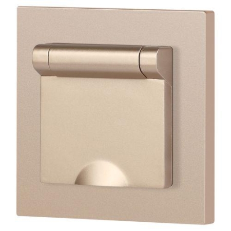 Розетка 1-м СП Accent 6-203-04 16А IP20 250В 2P+E Schuko с крышкой шампань Intro Б0063738