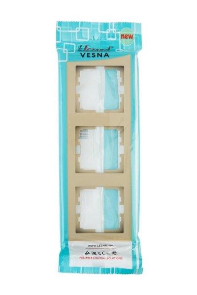 Рамка 3-м VESNA вертикал. без вставки зол. LEZARD 742-3600-153