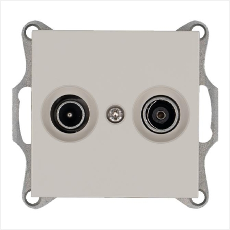 Розетка телевизионная оконечная TV + FM 2-м Ф9.5мм механизм тауп Jasmart G6204T