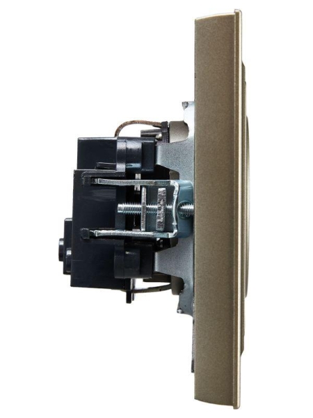 Розетка СП BRITE РСР14-1-0-БрШ 16А в сборе с заземл. защ. шторки шампань IEK BR-R14-16-K37-F