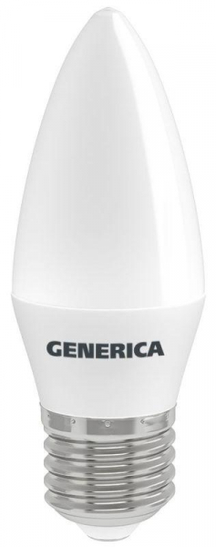 Лампа светодиодная C35 10Вт свеча 6500К E27 230В GENERICA LL-C35-10-230-65-E27-G