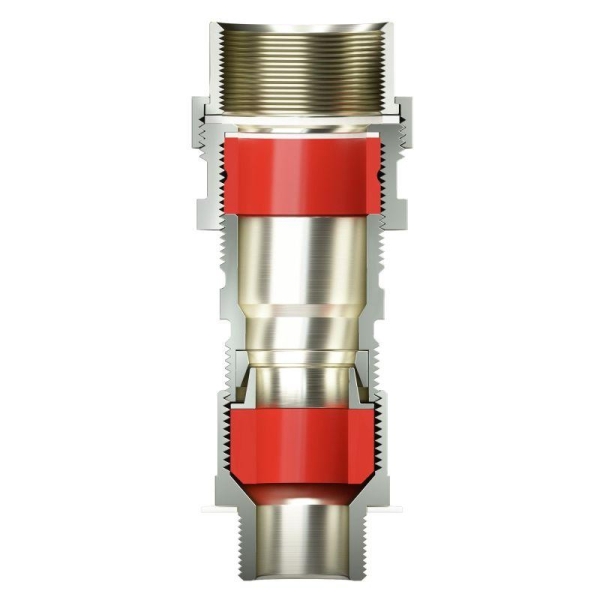 Ввод кабельный взрывозащ. серии КАС для бронир. кабеля М20х1.5 D5.8-12мм D9-17мм присоединительная резьба М25х1.5 IP66/68 никелир. латунь DKC KAC2M3MHK